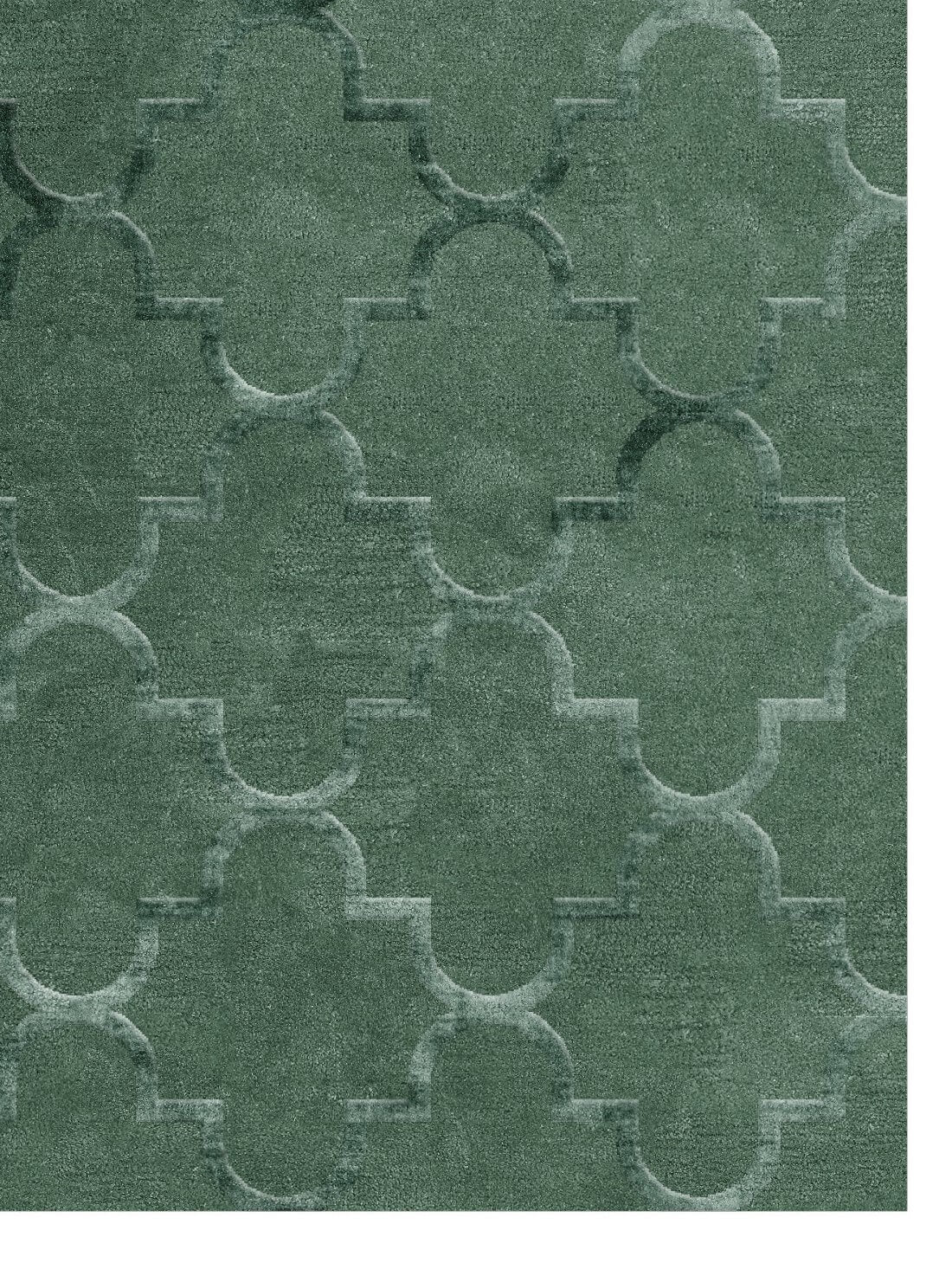 hand tufted geometric pattern emerald area rug