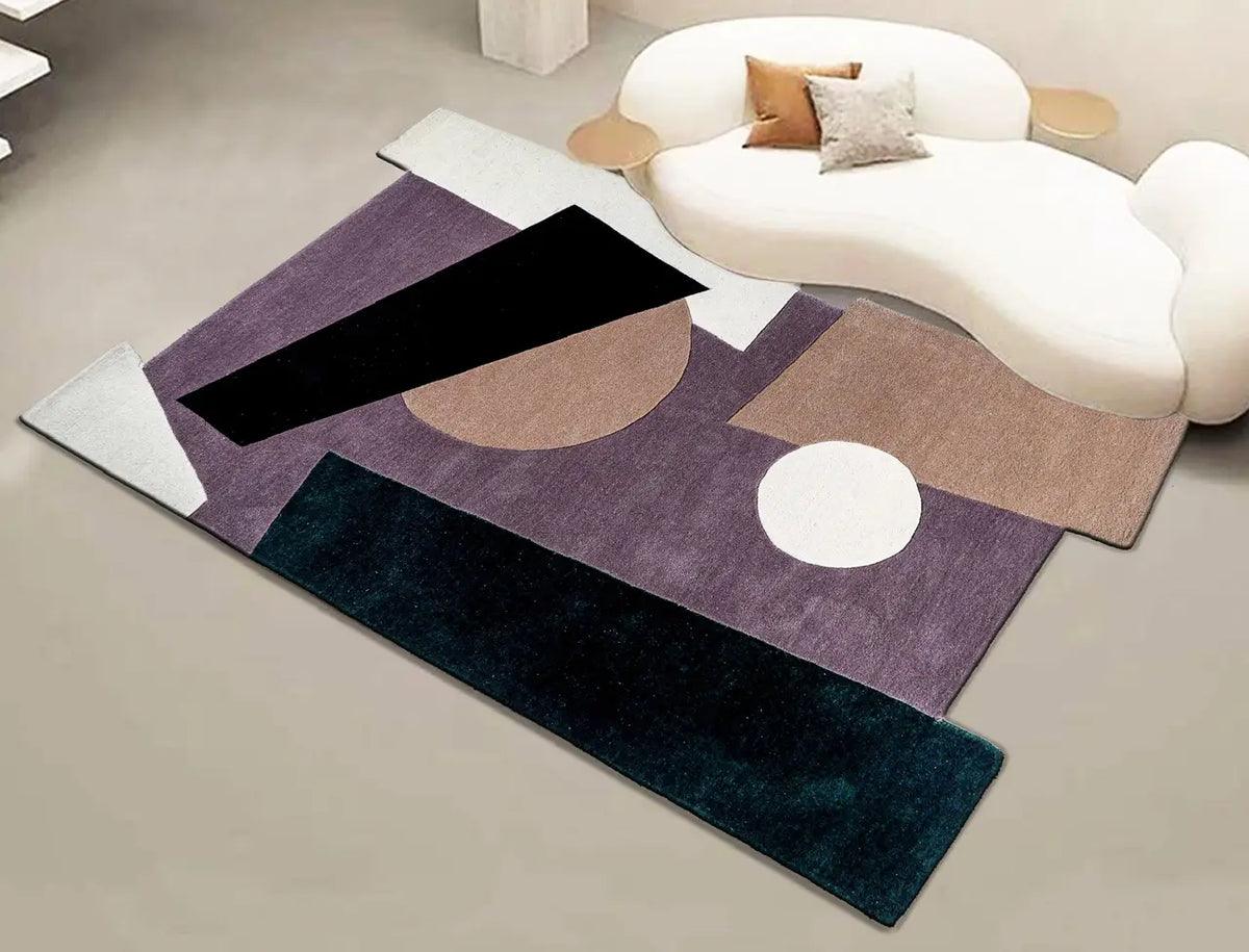 shaped wool rug in modern living room