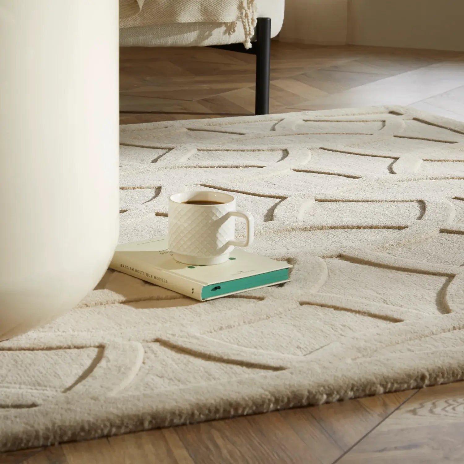 Textured beige rug