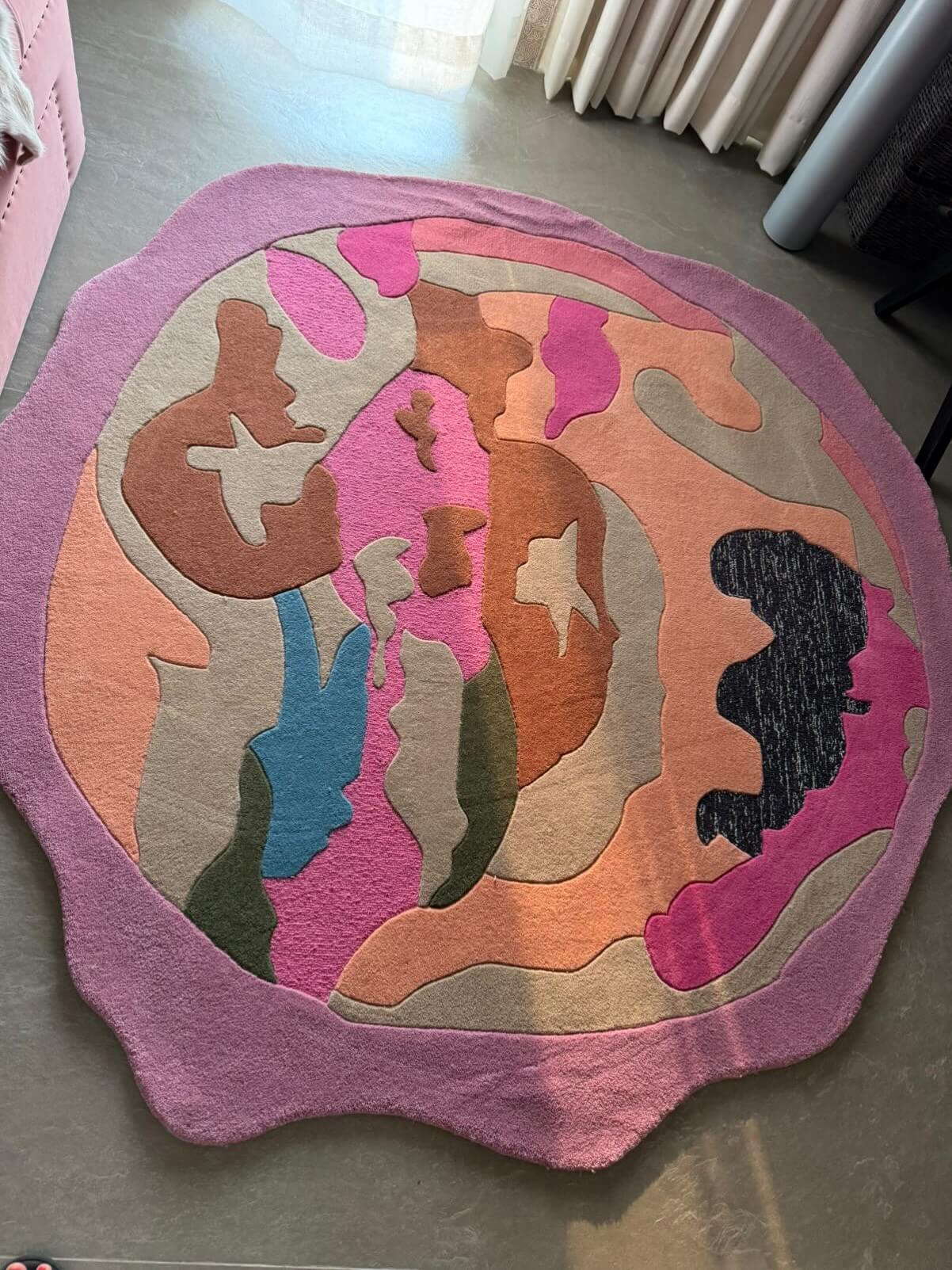 Colorful hand tufted shaped rug