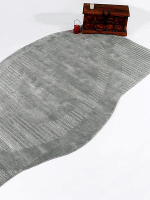Gray textured tufted wool rug