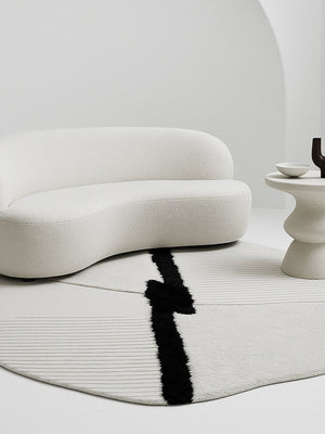 modern minimalist white rug with white sofa