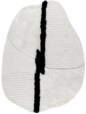 minimalist white wool rug with strip design