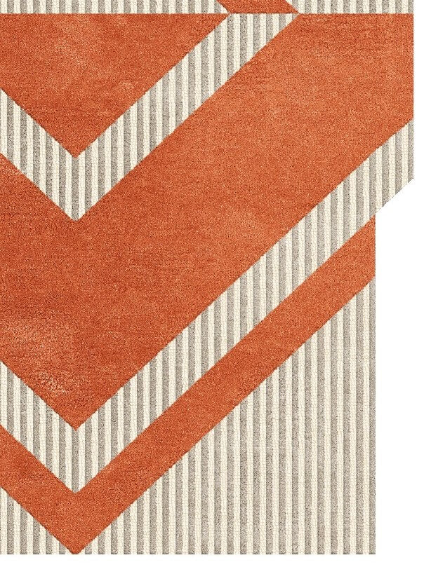 orange color hand tufted wool rug