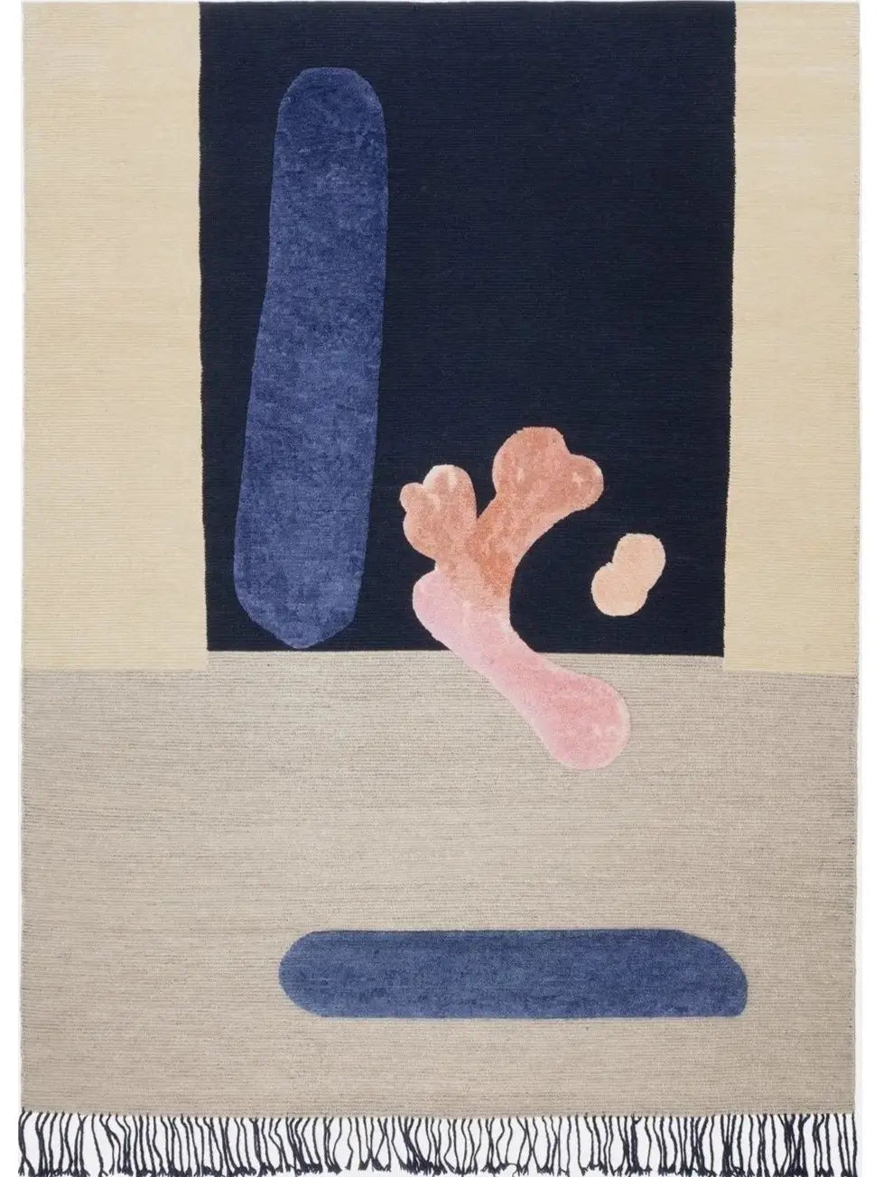 hand tufted abstract wool rug with geometric design