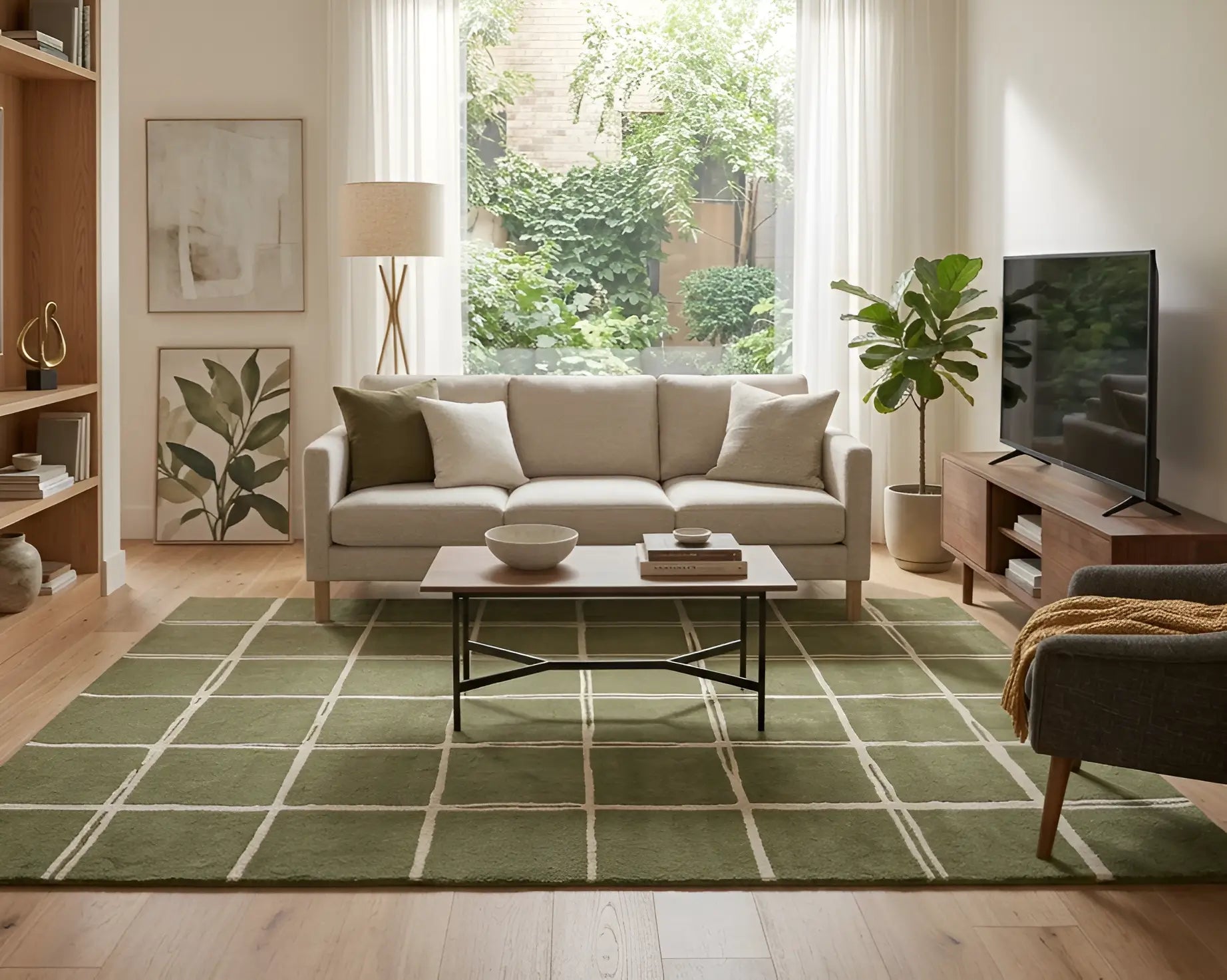 5x7 rug in modern living room