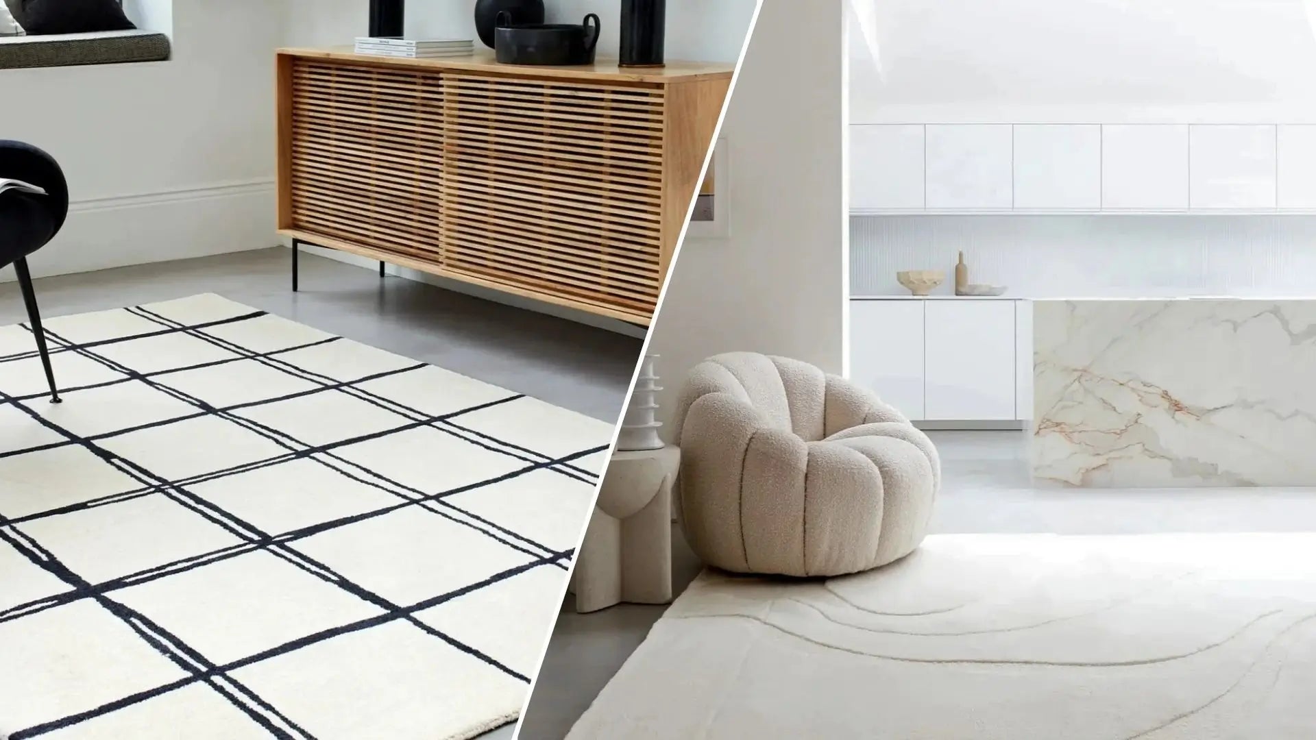 neautral rugs in modern minimal interior