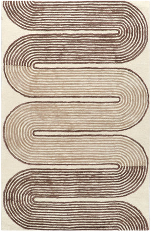hand tufted wool rug with wavy line pattern