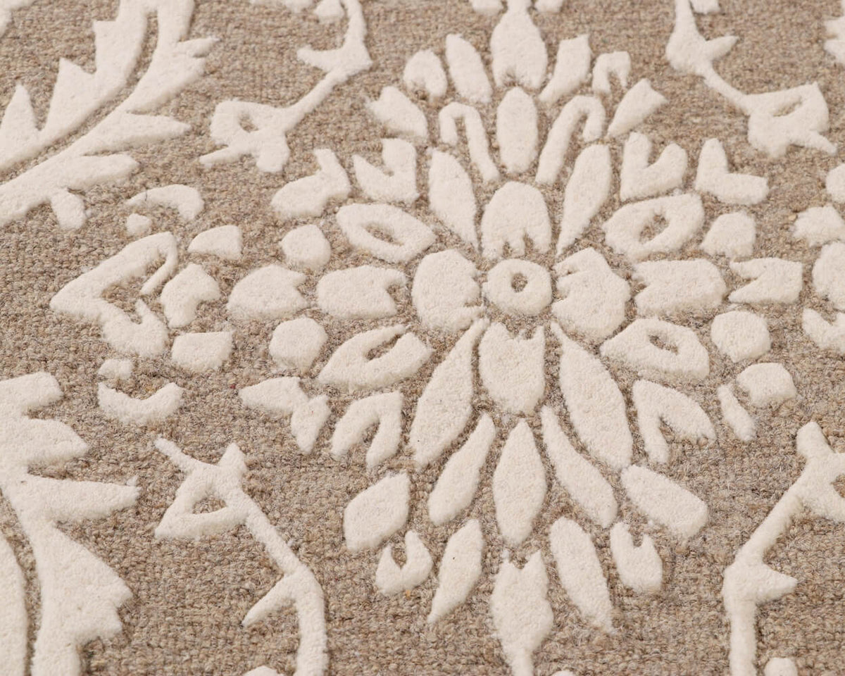 close up of archive hand tufted rug