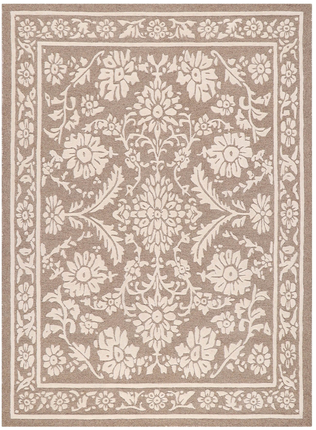 archive hand tufted wool area rug with traditional floral pattern