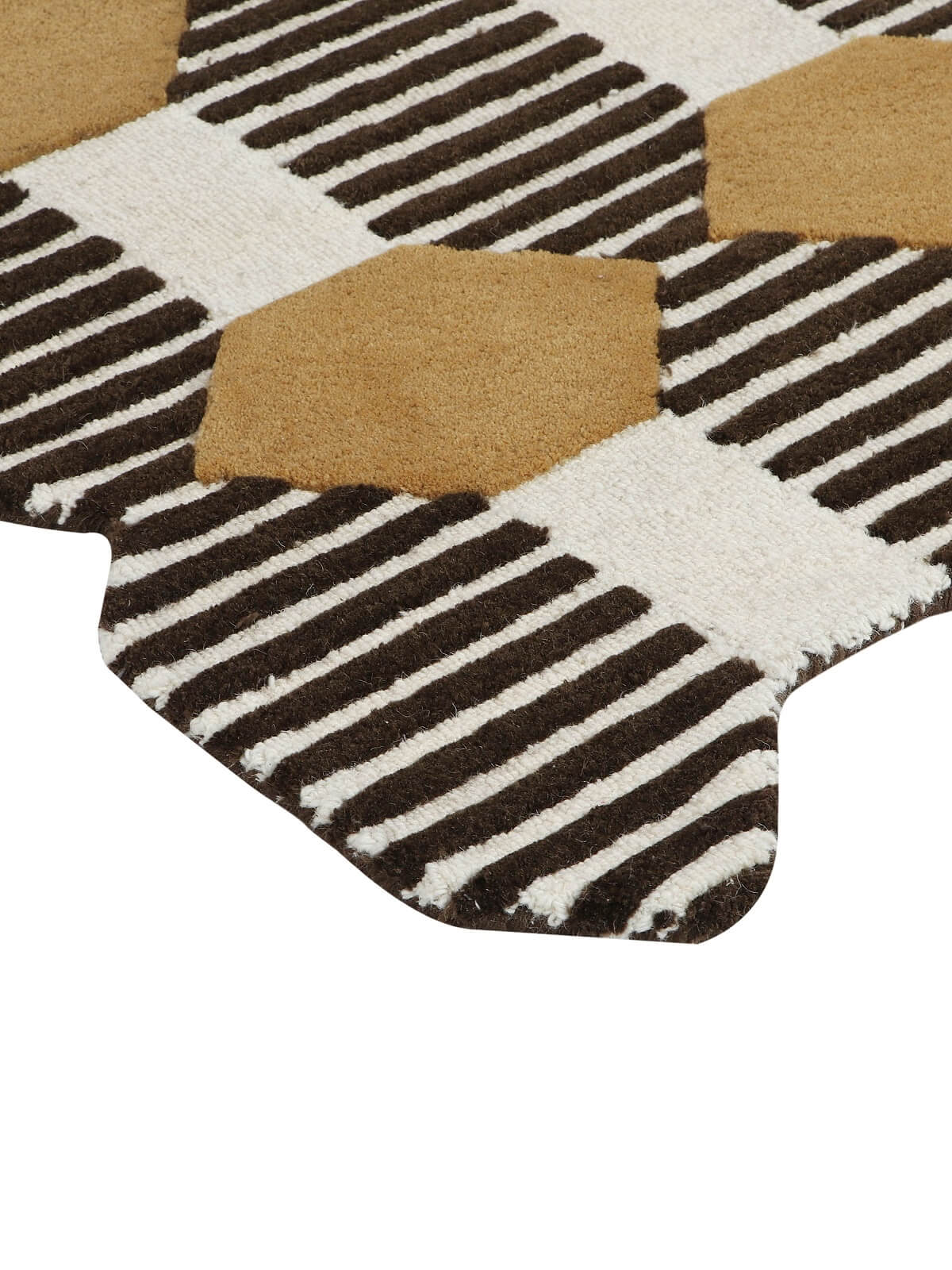 geometric pattern wool rug corner