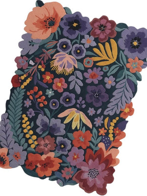 hand tufted wool rug with floral design