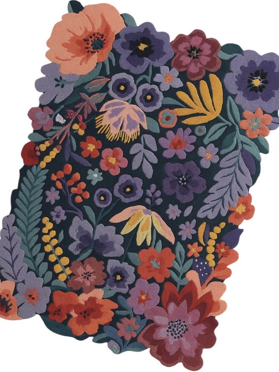 hand tufted wool rug with floral design