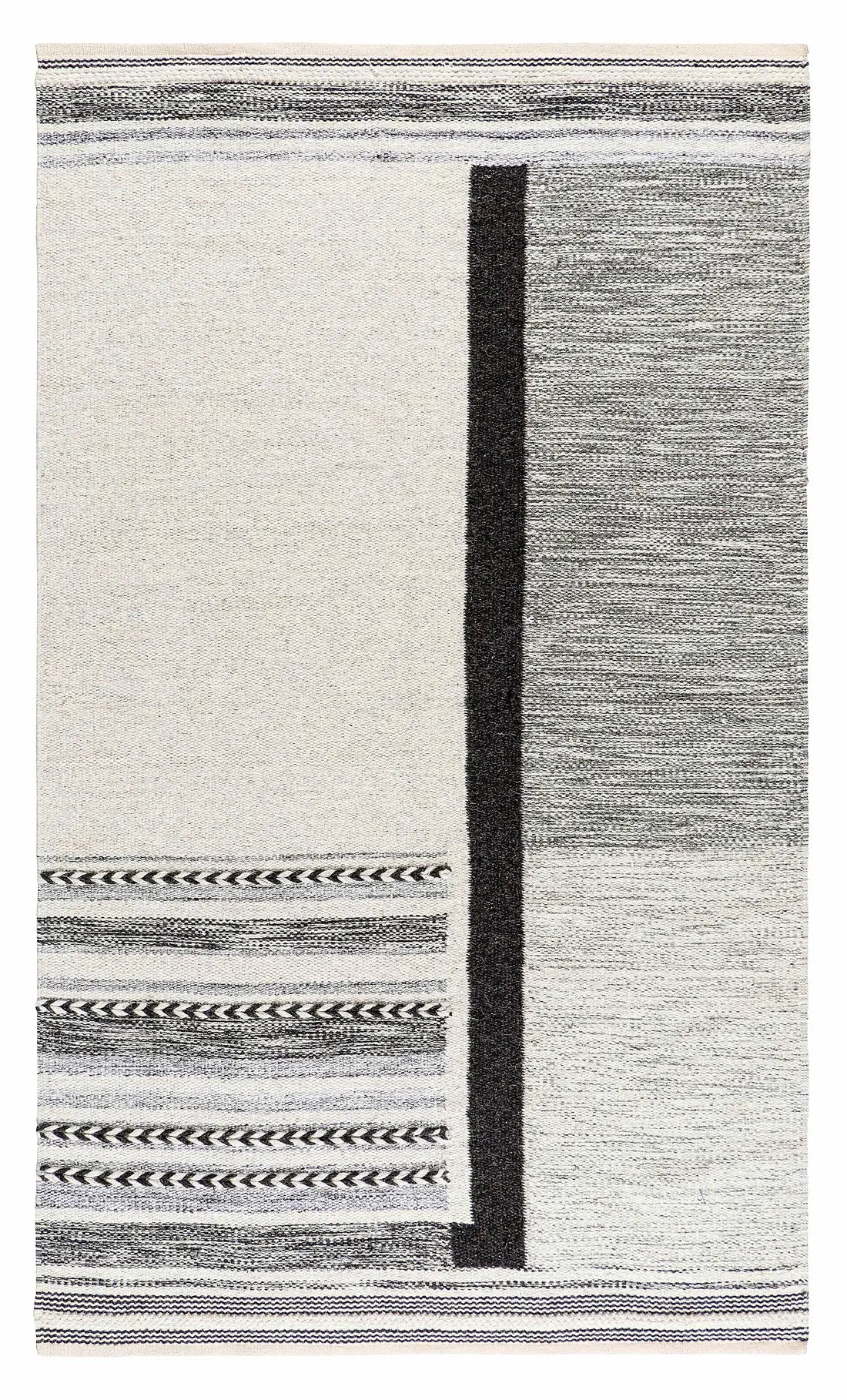 flatweave wool area rug in white and grey