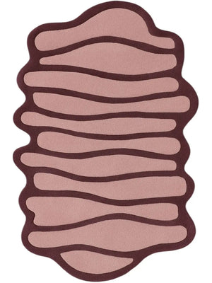 Pink and brown tufted shaped rug made with nz wool