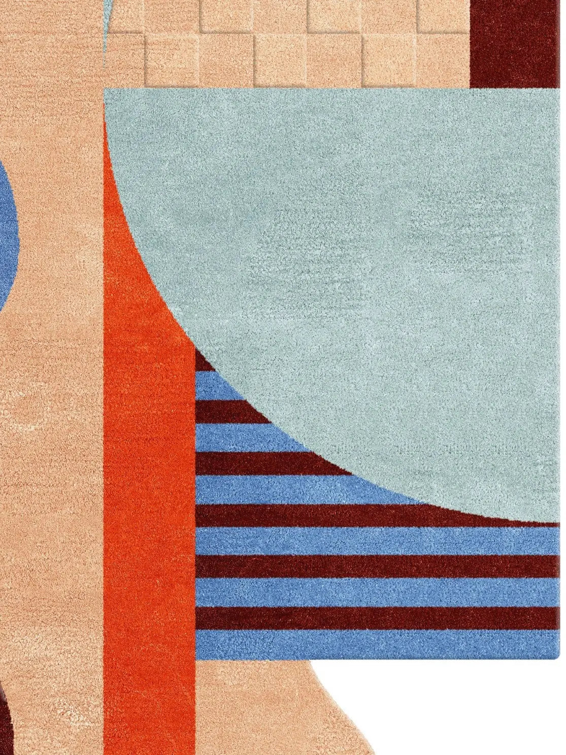 Colorful geometric patterned hand tufted wool rug