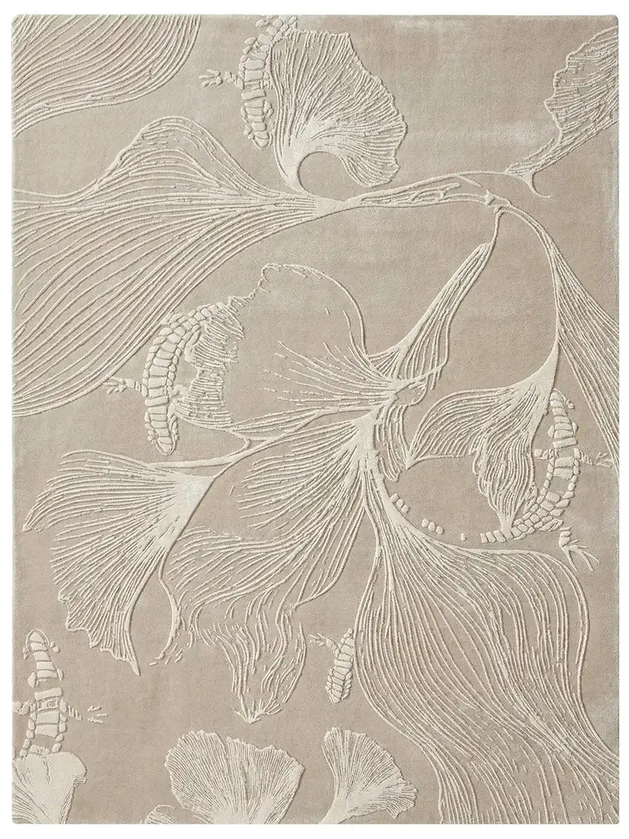 Decorative tufted area rug with a floral pattern