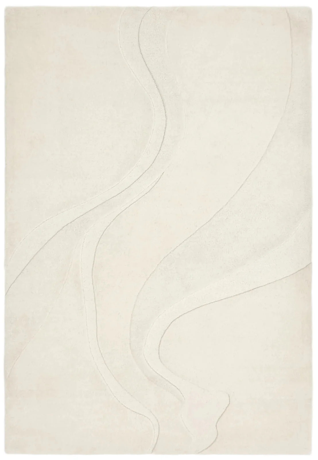 Beige rug with wavy line design