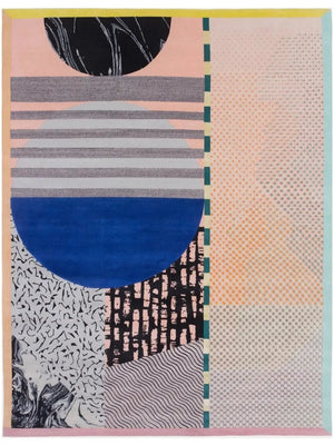 Multicolored hand tufted geometric design wool rug