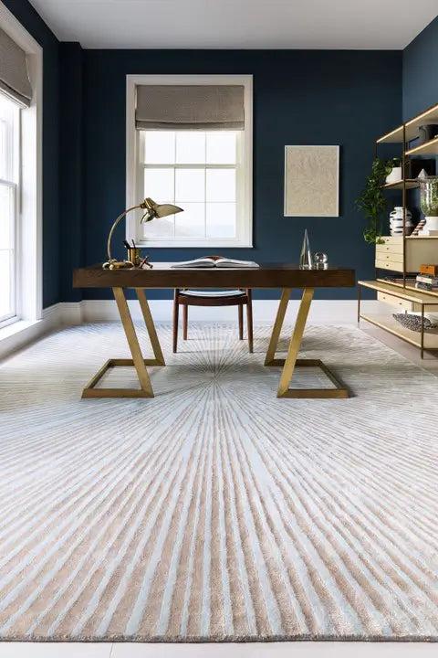 Modern tufted area rug in home office