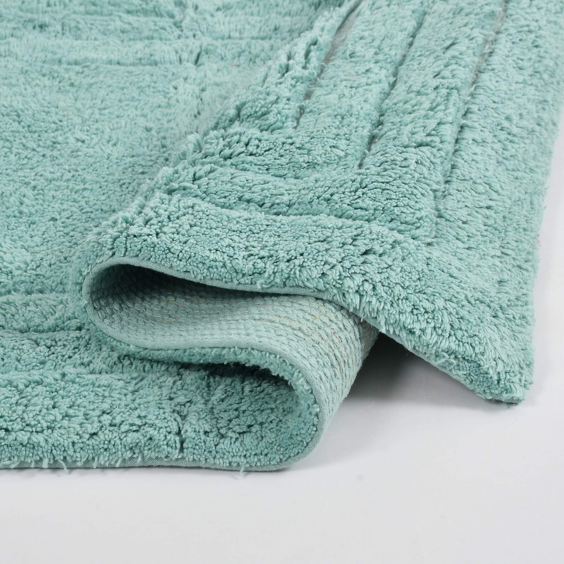 blue cotton bath mat