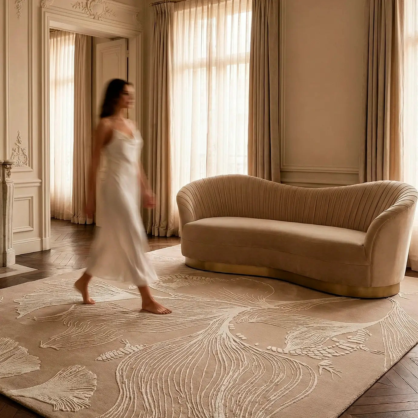 modern designer rug in living area