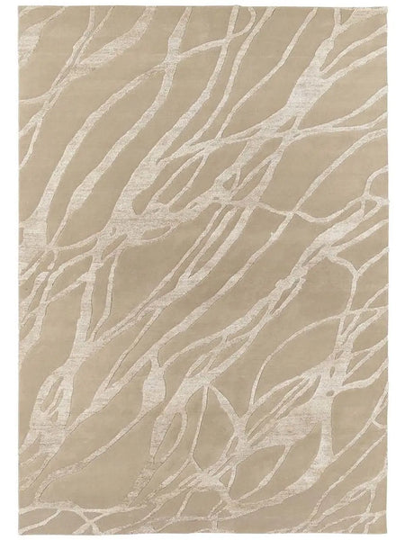 Beige hand-tufted area rug for winter