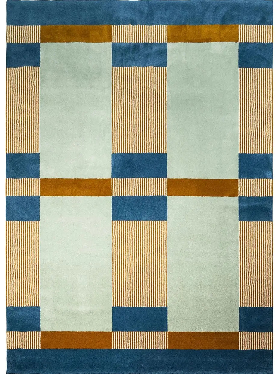 modern hand tufted wool rug with geometry design