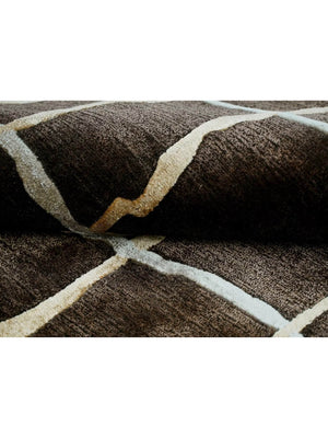 close up of black pattern rug