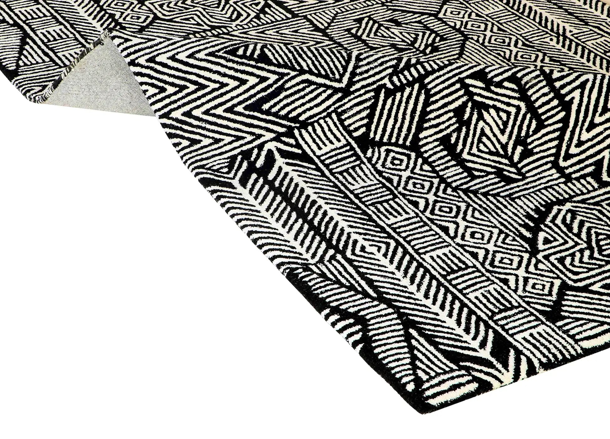 mystic tufted wool area rug, black and white