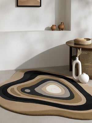 Modern hand tufted abstract shaped wool rug