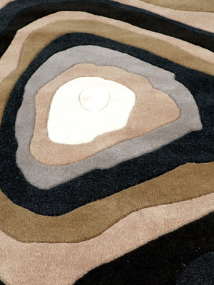 Close-up of a hand tufted textured wool rug