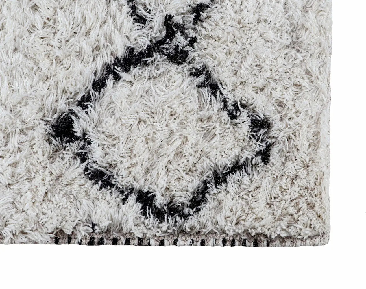 wool shaggy rug corner close up