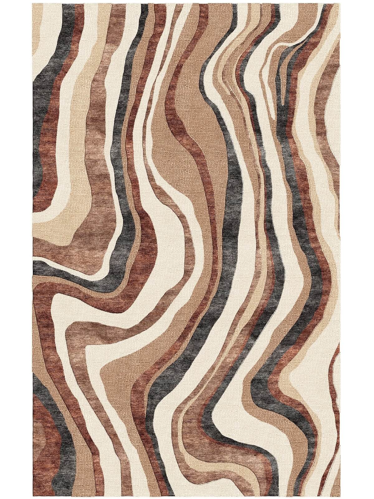 hand tufted wool and viscose rug with wavy pattern
