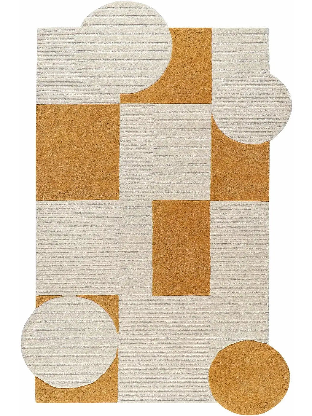 white orange geometric tufted wool rug