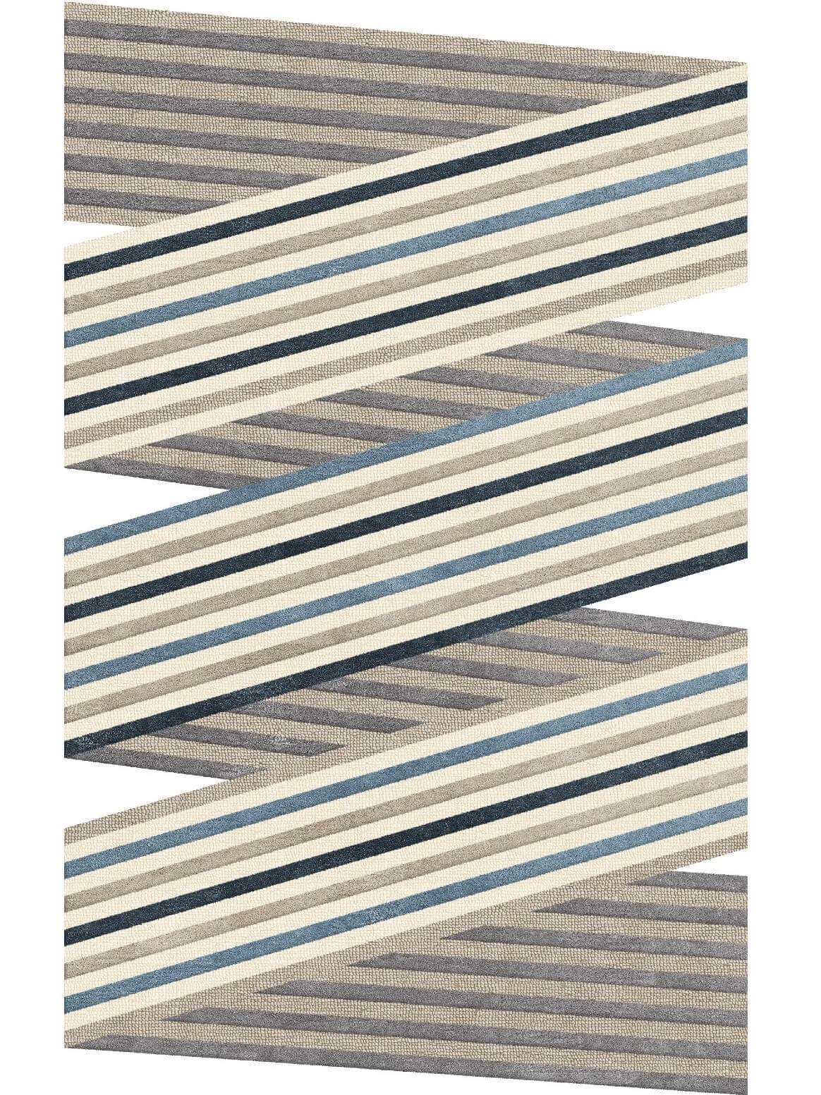 striped design tufted wool rug in zig zag shape