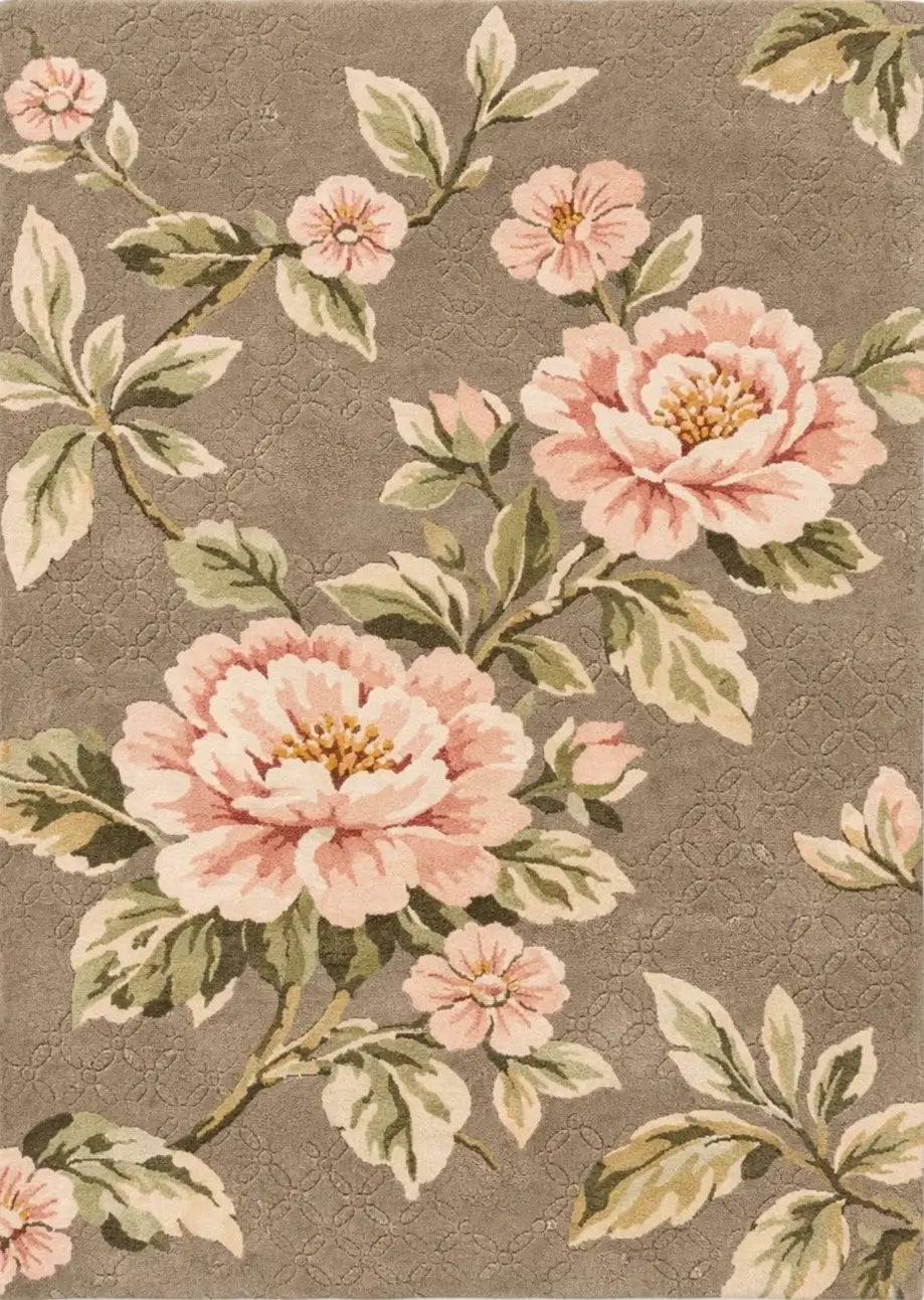 hand tufted floral patterned wool area rug