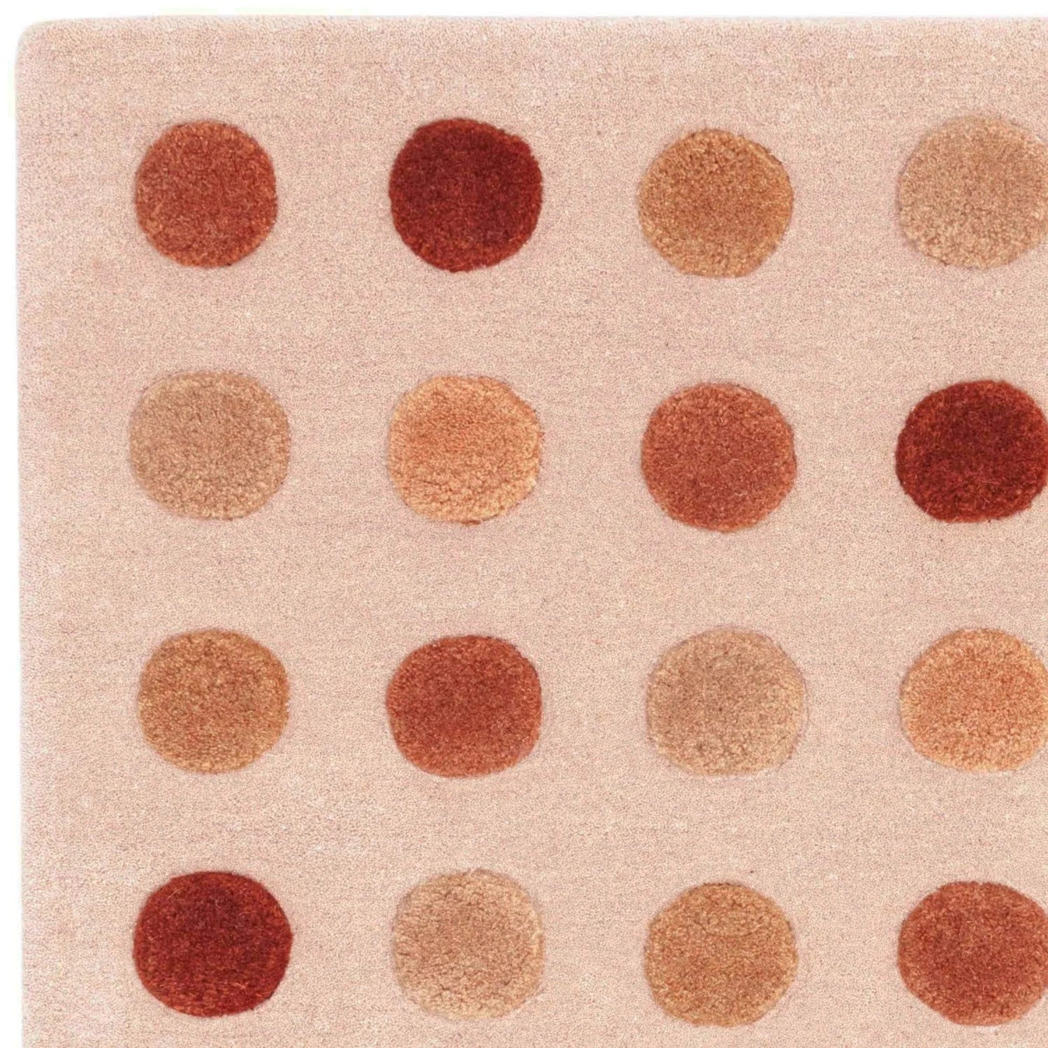 polka tufted wool rug close up