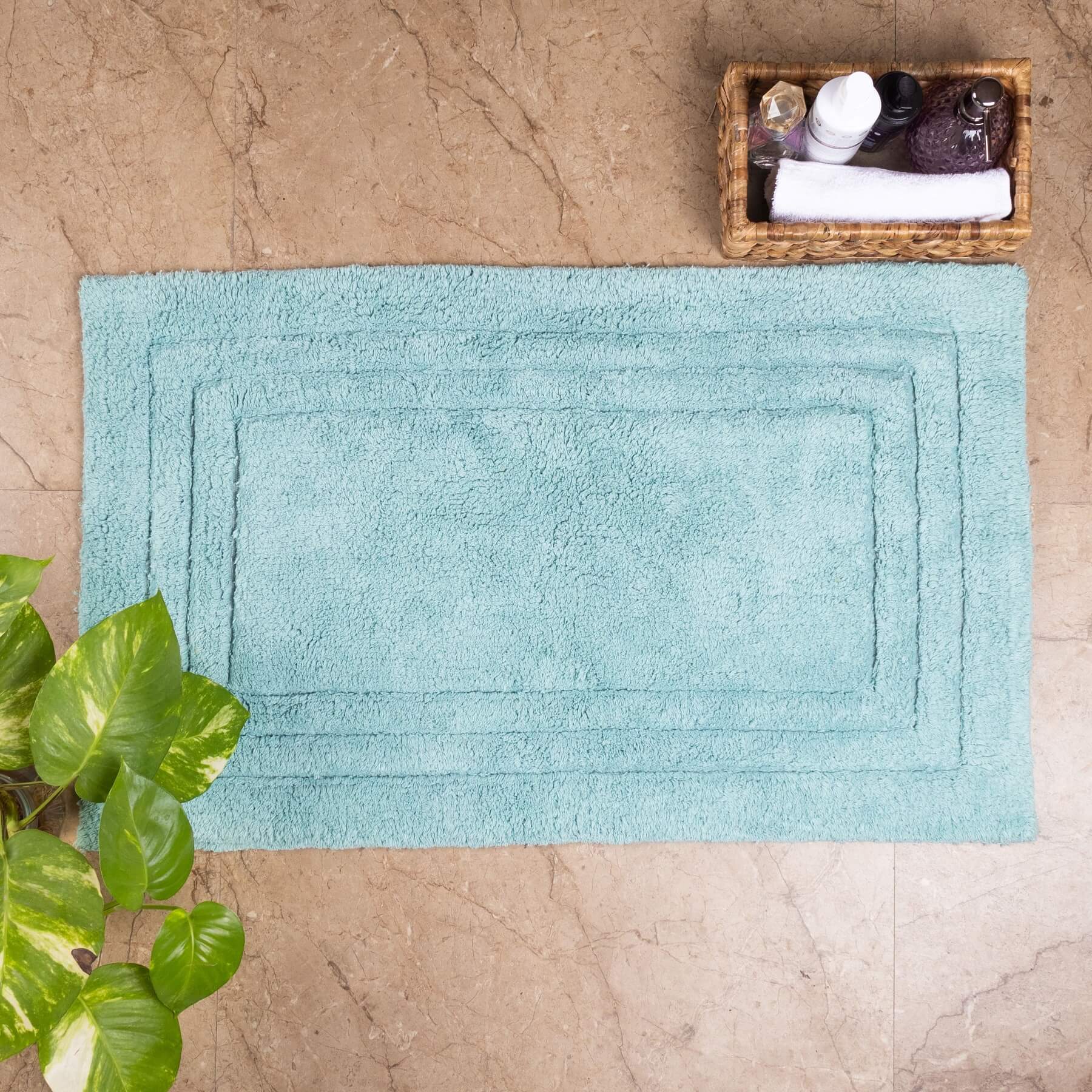 lagoon organic cotton bathroom rug