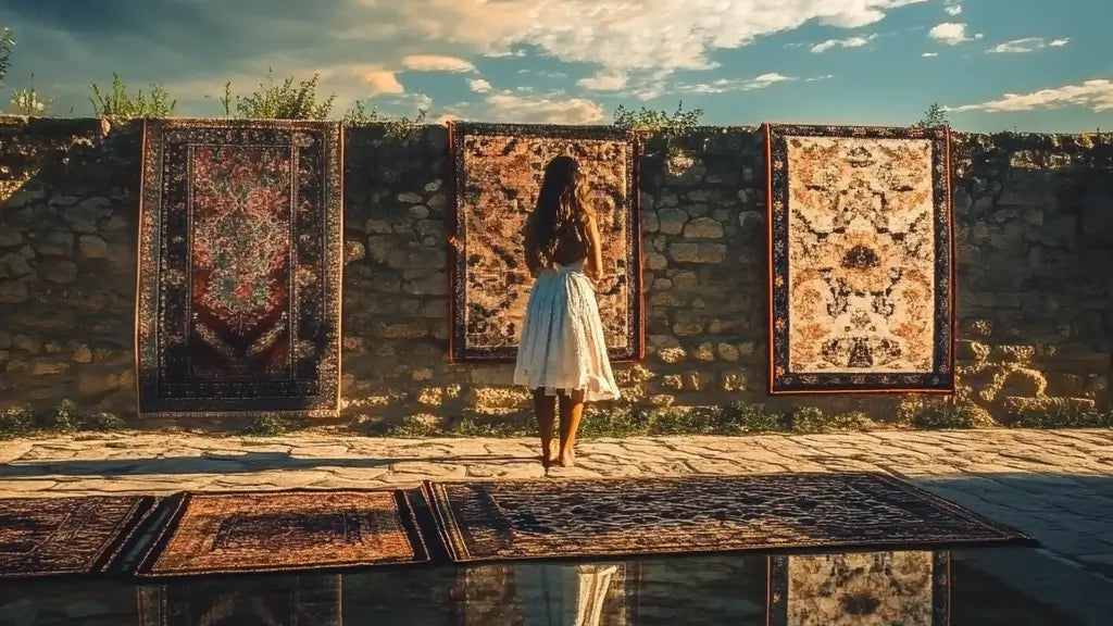 handmade rug displayed