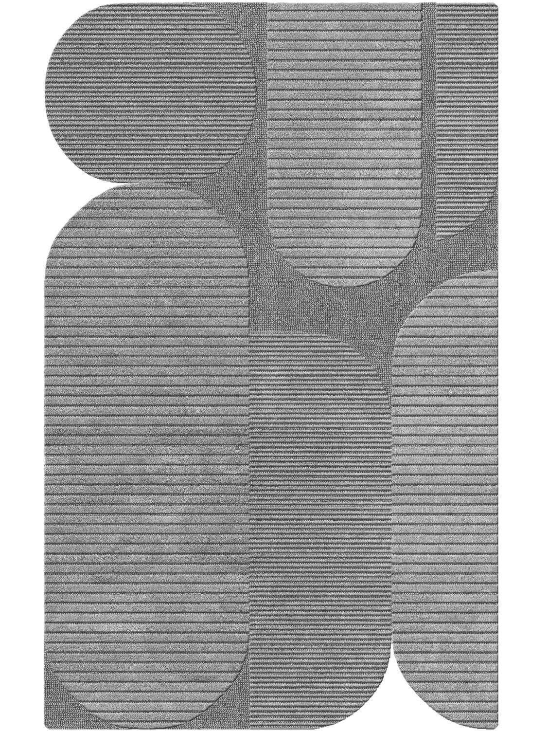 tufted wool rug in dark grey color