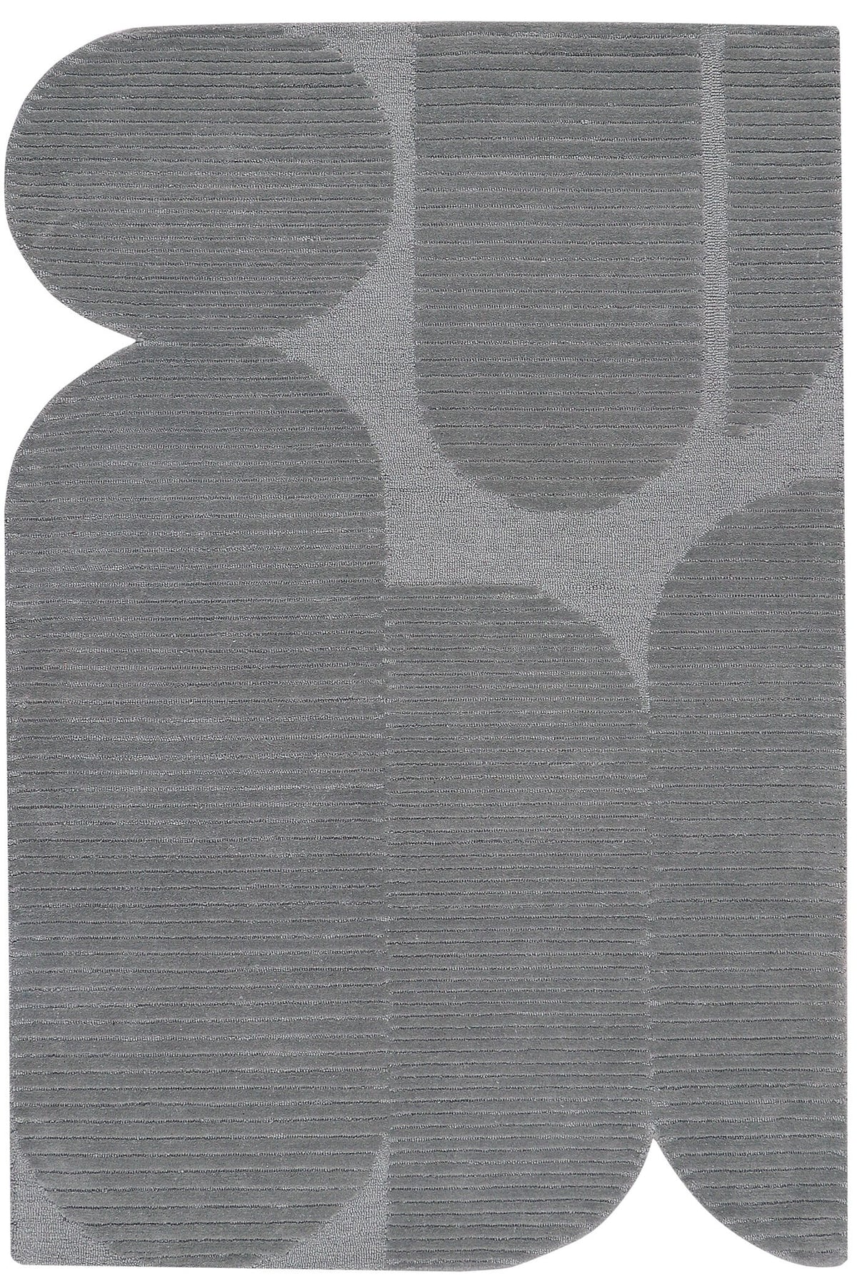 grey hand tufted shaped wool area rug