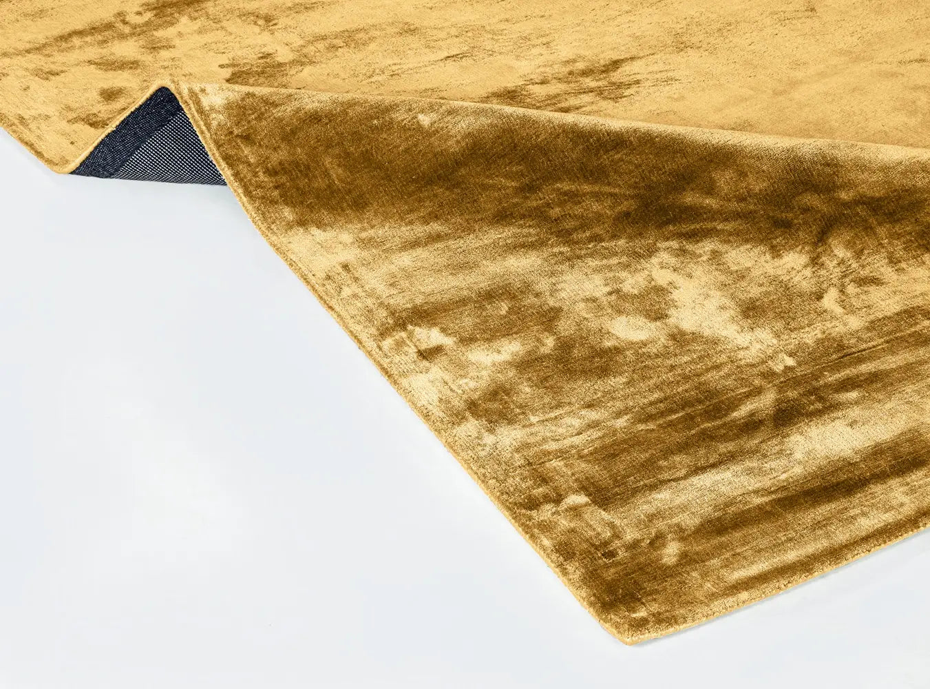 golden solid handloom viscose area rug corner