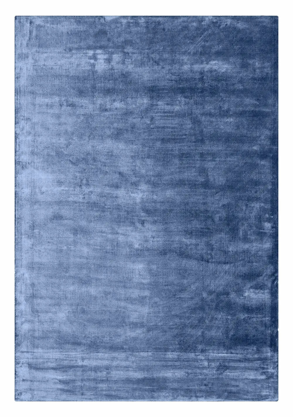 solid blue handloom viscose area rug for living room, bedroom