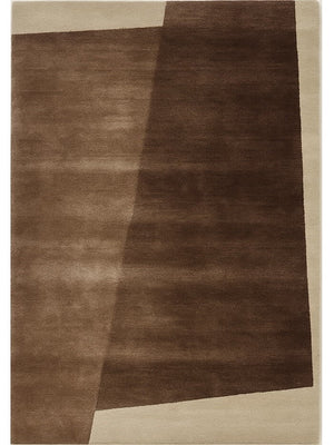 hand tufted brown and beige area rug made with wool and viscose