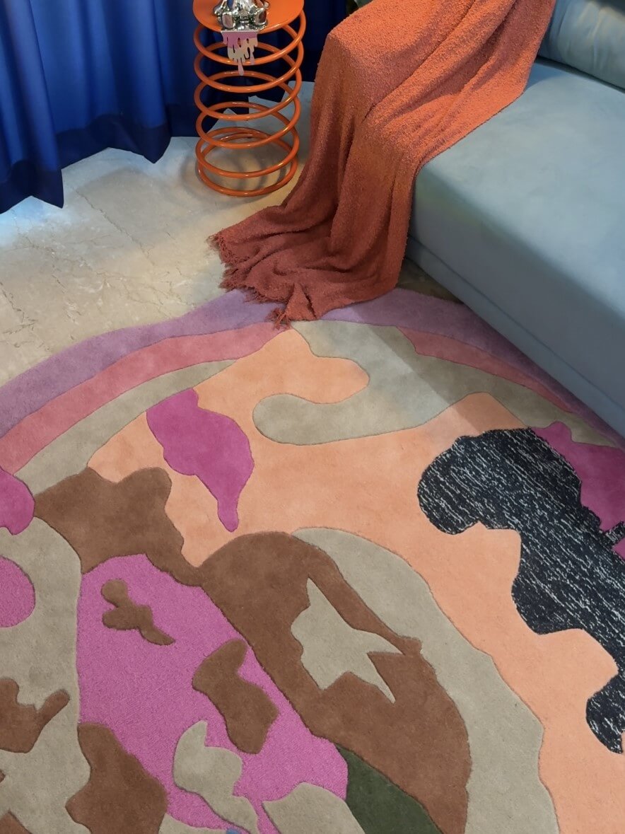 hand tufted wool rug in living room