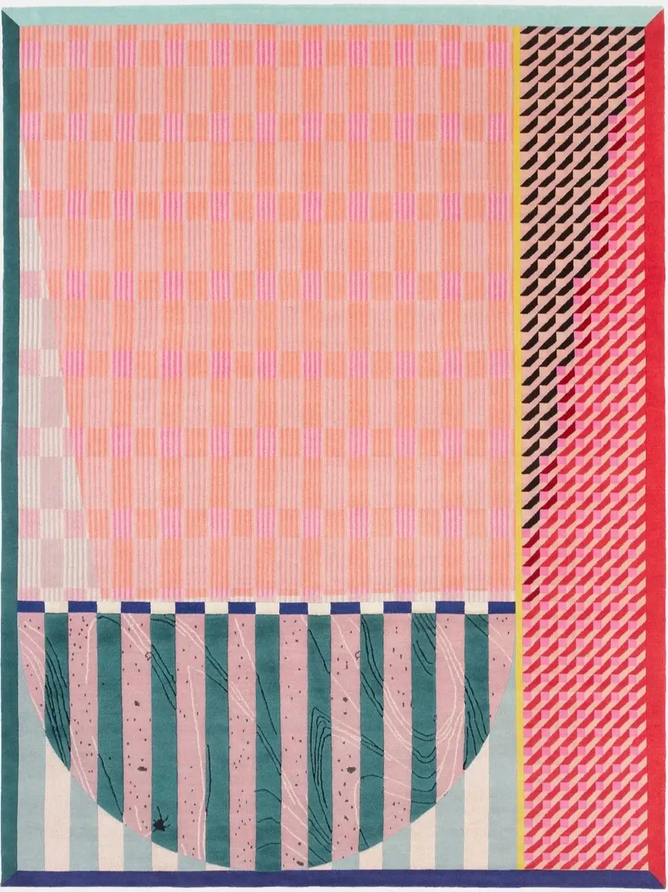 Colorful geometric patterned hand tufted wool rug