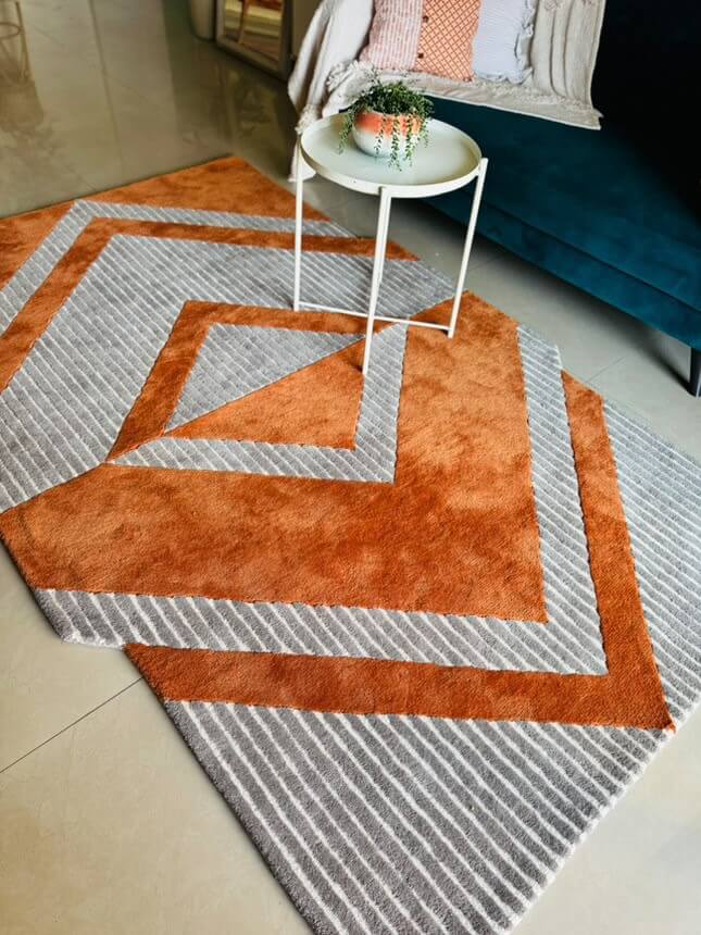 vex hand tufted wool rug in living room